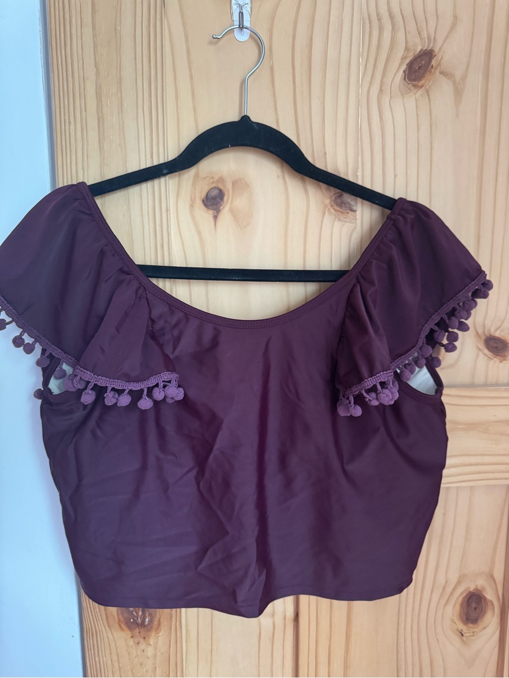 Kortni Jeane Flounce Swim Top - Plum XL